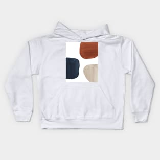 Terracotta, navy and beige organic shapes Kids Hoodie